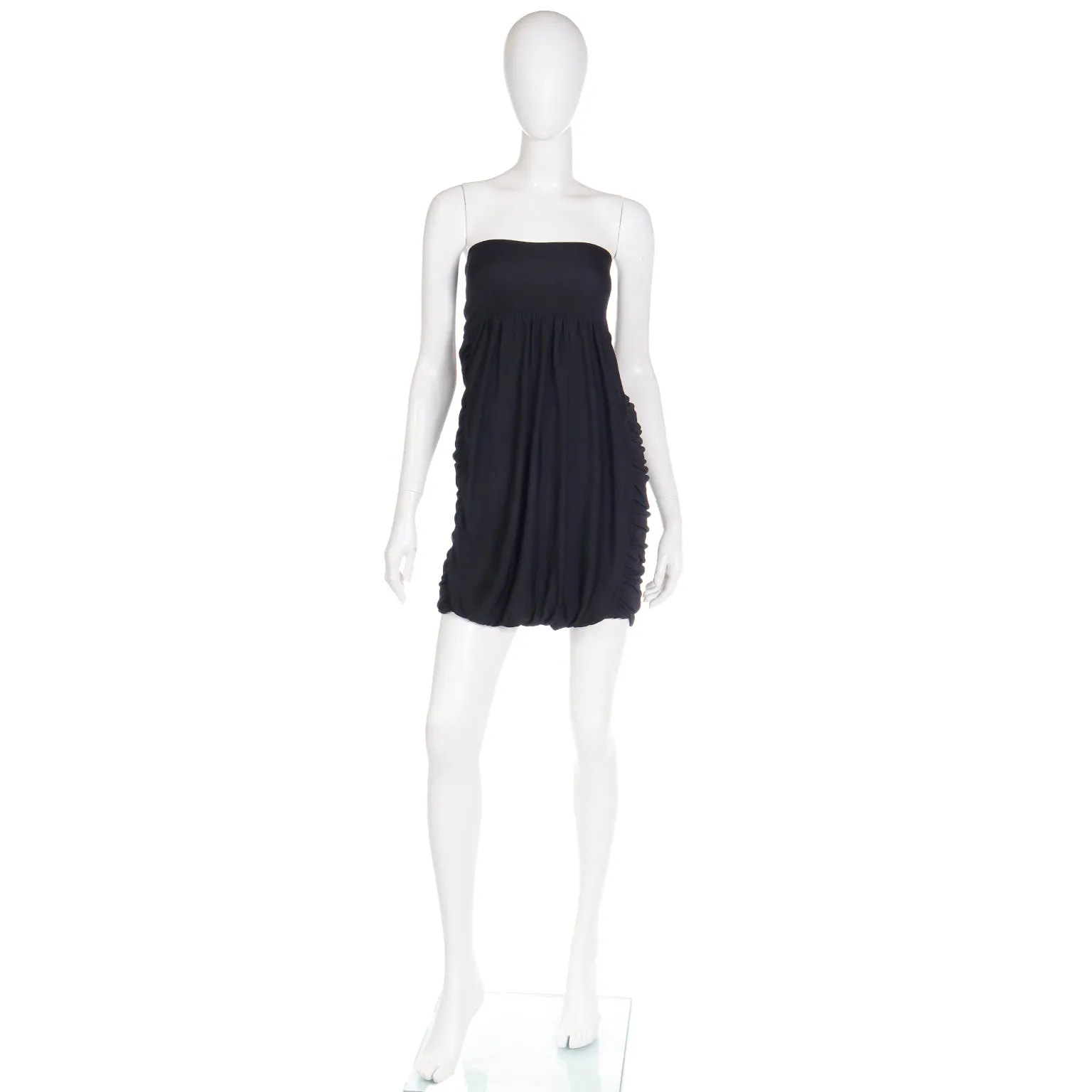 1980s Franco Moschino Milano Vintage Strapless Black Ruched Evening Dress or Skirt