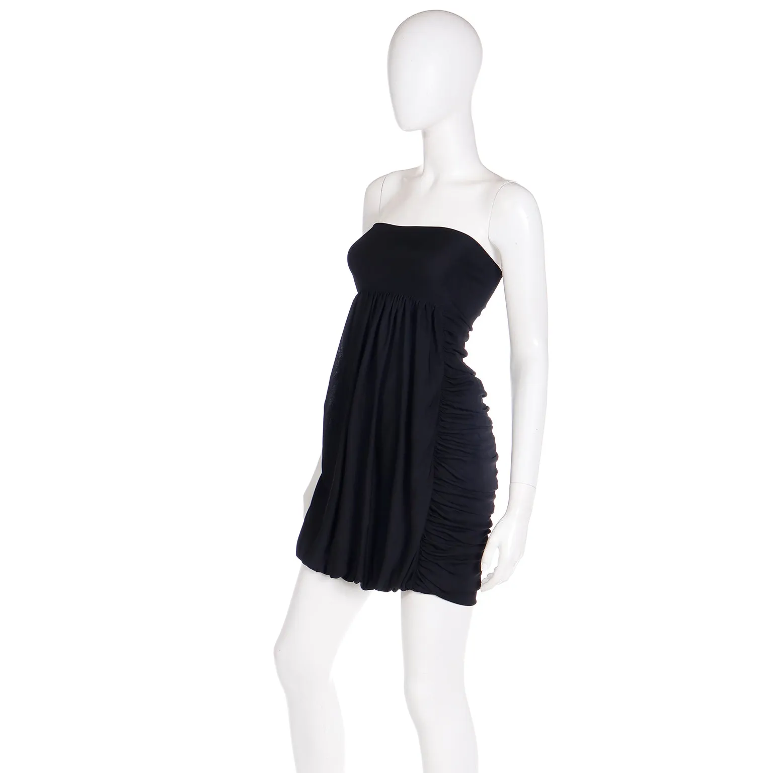 1980s Franco Moschino Milano Vintage Strapless Black Ruched Evening Dress or Skirt