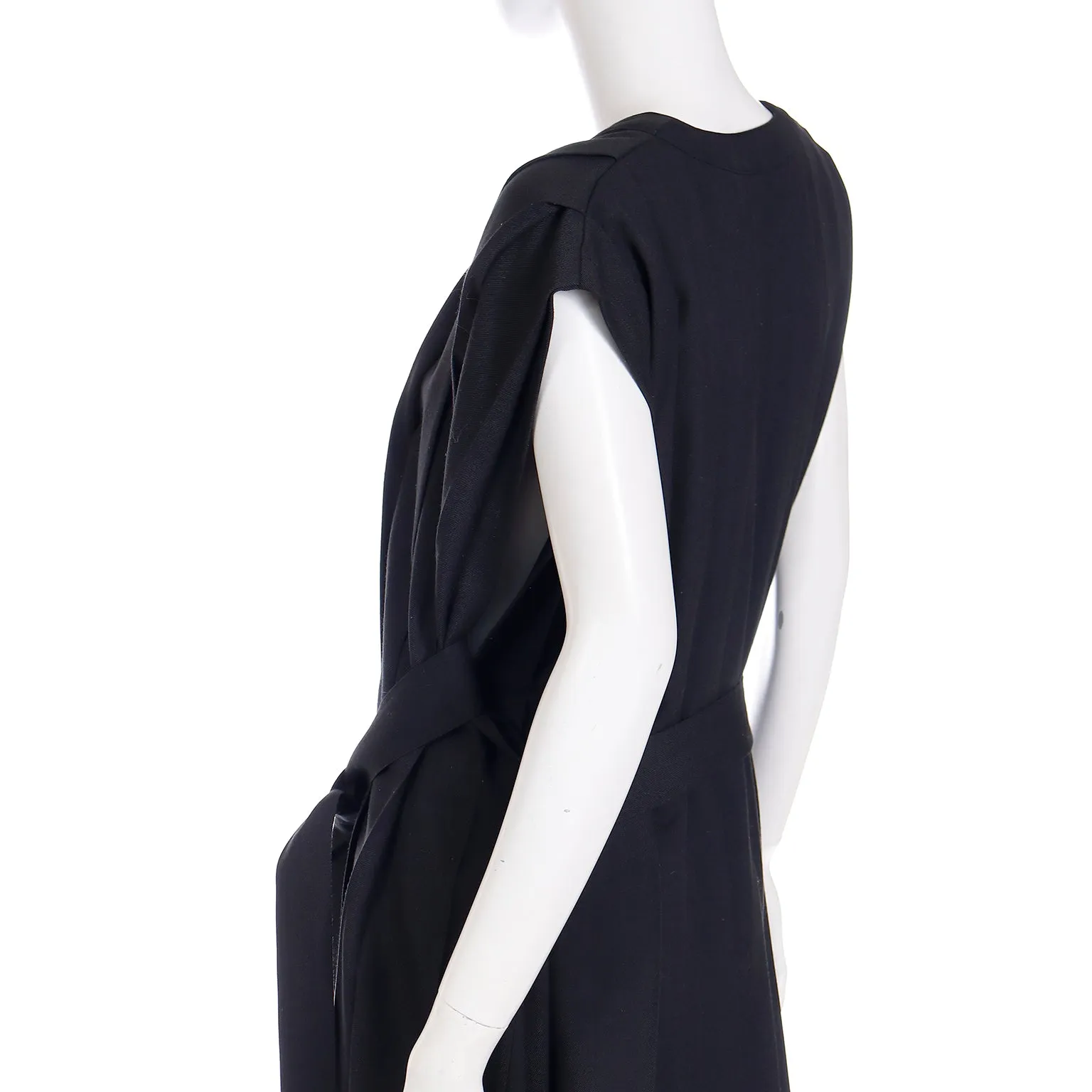 1985 Comme de Garcons Pleated Black Wool Sleeveless Dress