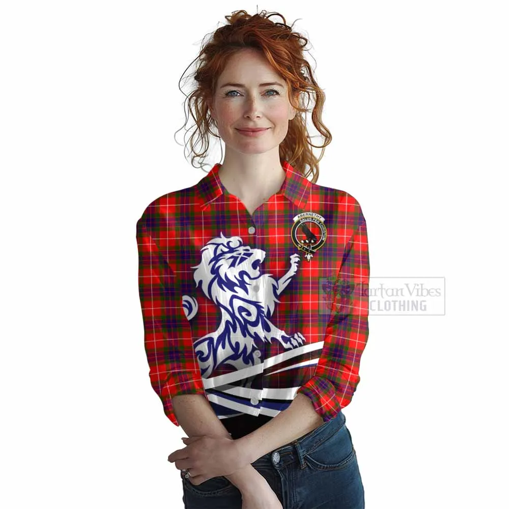 Abernethy Tartan Women's Casual Shirt with Alba Gu Brath Regal Lion Emblem