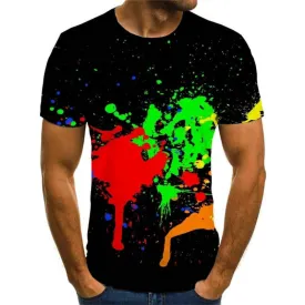 abstract t shirt  Funny 3D t shirt personality  men's art costume Casual fun geometric colorful art