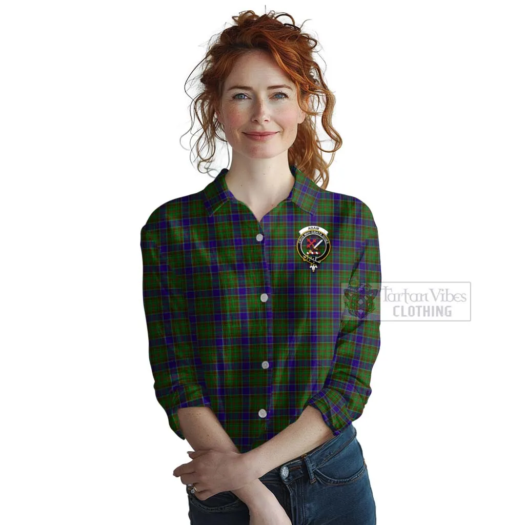 Adam Tartan Women's Casual Shirt with Family Crest Celtic Skull Style