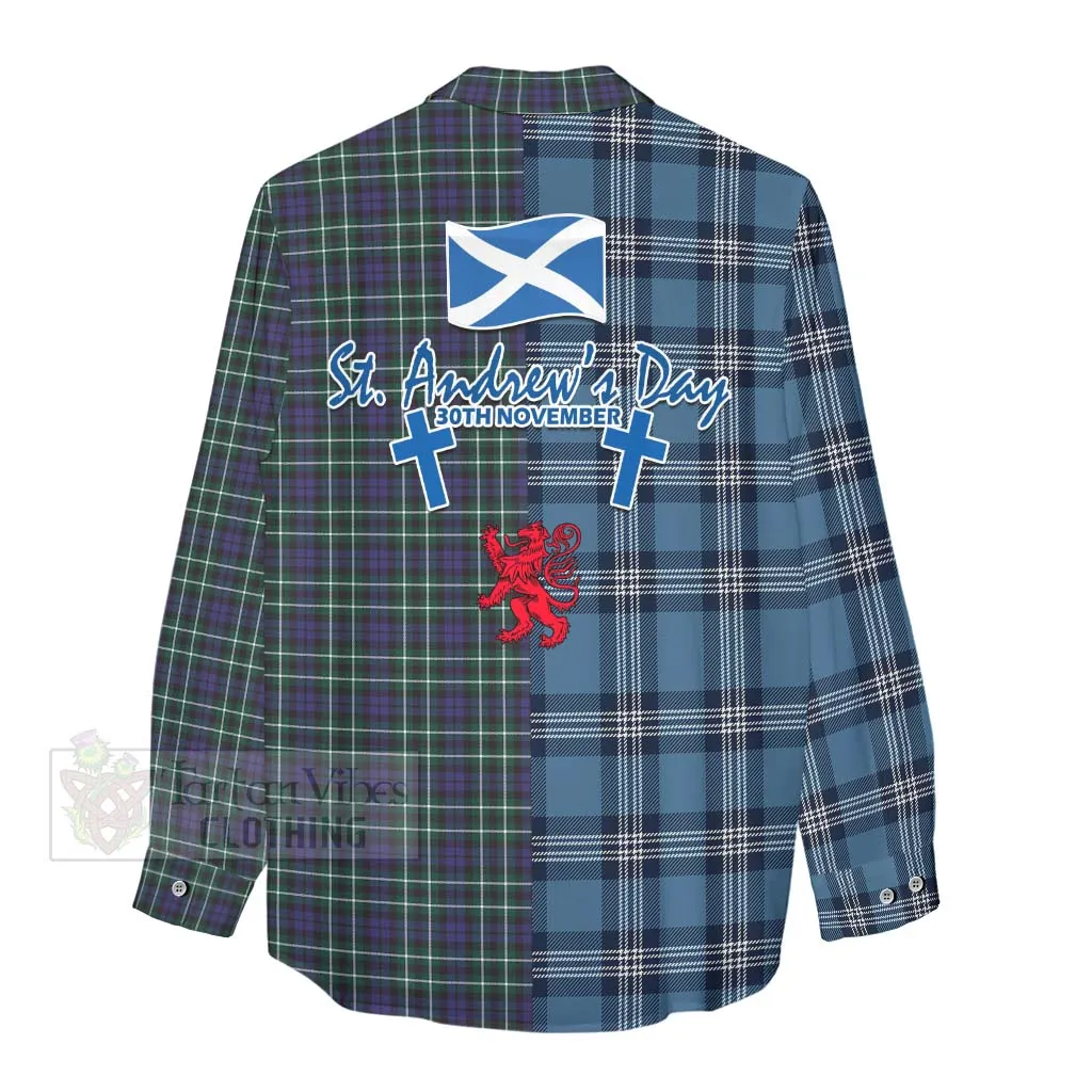 Allardice Tartan Women's Casual Shirt Happy St. Andrew's Day Half Tartan Style