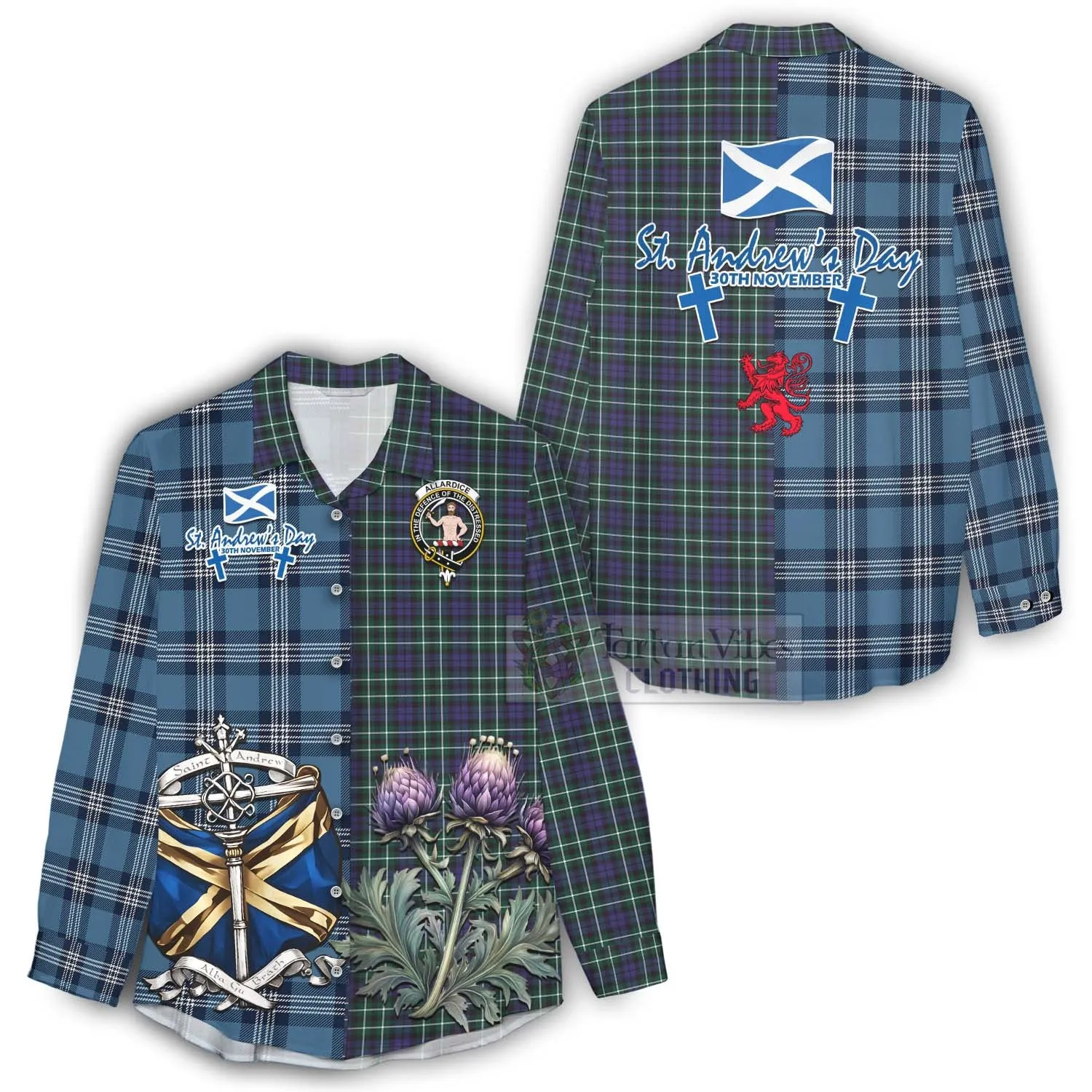 Allardice Tartan Women's Casual Shirt Happy St. Andrew's Day Half Tartan Style