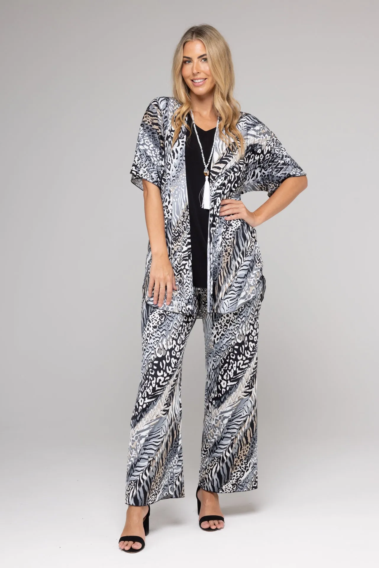 Animal Wide Leg Jersey Palazzo Pants