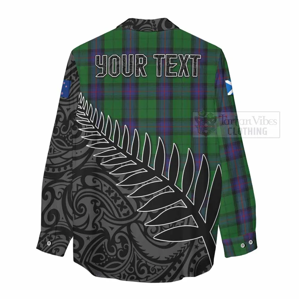 Armstrong Crest Tartan Women's Casual Shirt with New Zealand Silver Fern Half Style