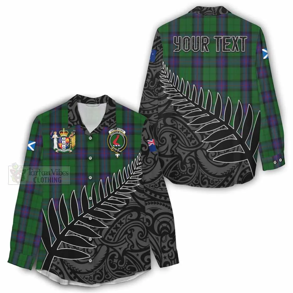 Armstrong Crest Tartan Women's Casual Shirt with New Zealand Silver Fern Half Style