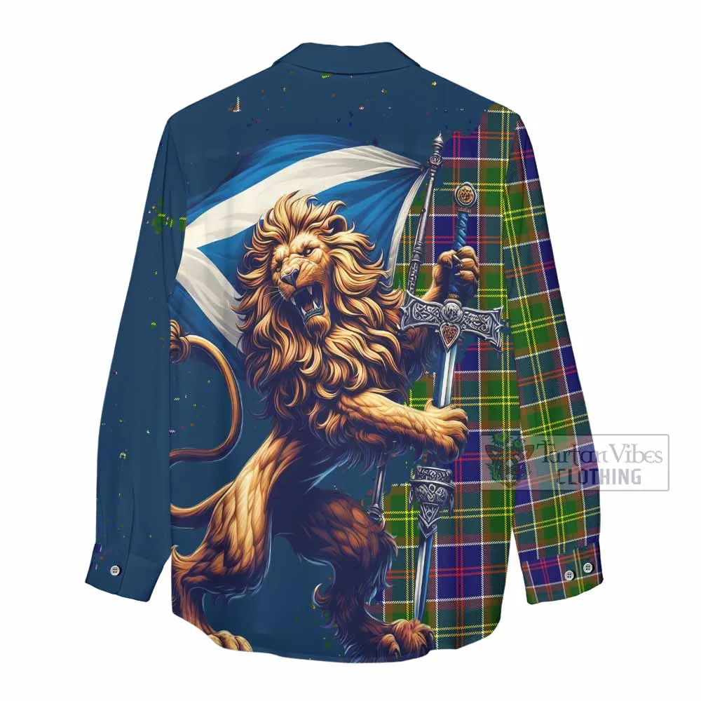 Arnott Tartan Family Crest Women's Casual Shirt with Scottish Majestic Lion