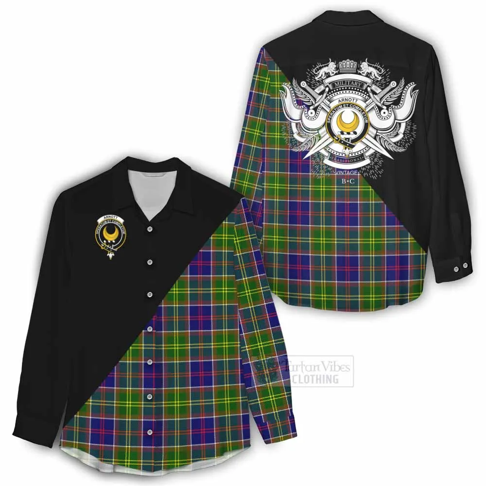 Arnott Tartan Women's Casual Shirt with Family Crest and Military Logo Style