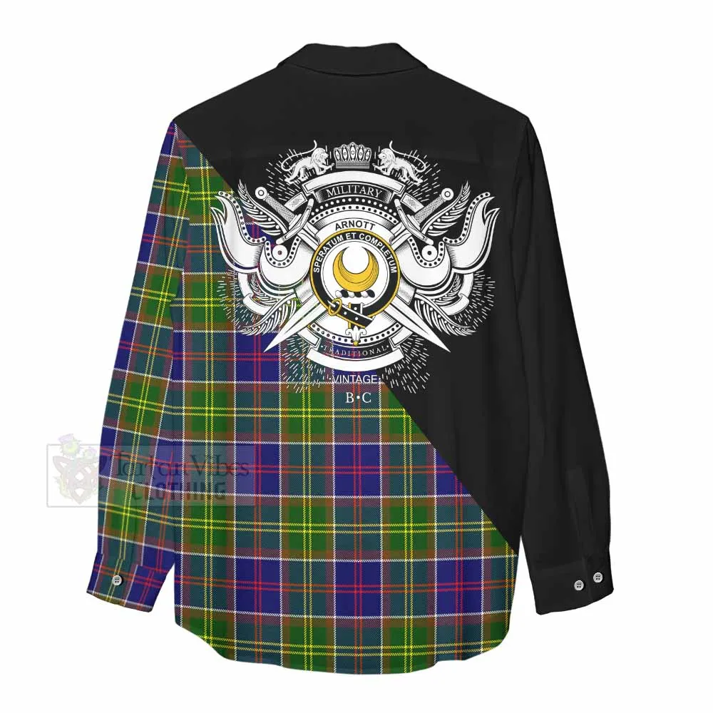 Arnott Tartan Women's Casual Shirt with Family Crest and Military Logo Style