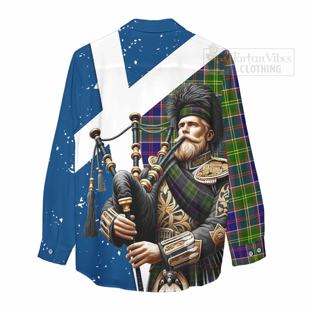 Arnott Tartan Women's Casual Shirt with Family Crest Scottish Bagpiper Vibes