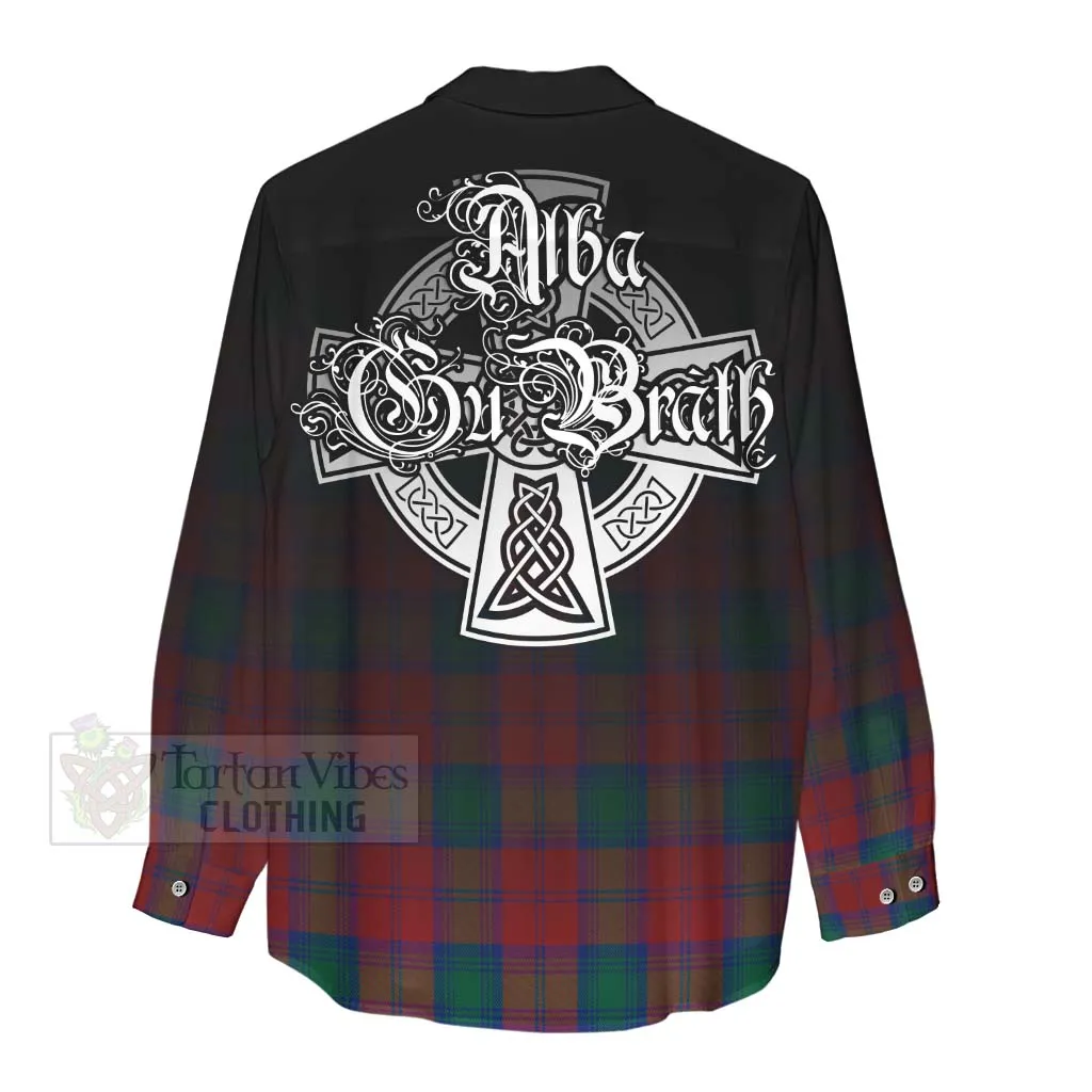 Auchinleck (Affleck) Tartan Women's Casual Shirt Featuring Alba Gu Brath Family Crest Celtic Inspired