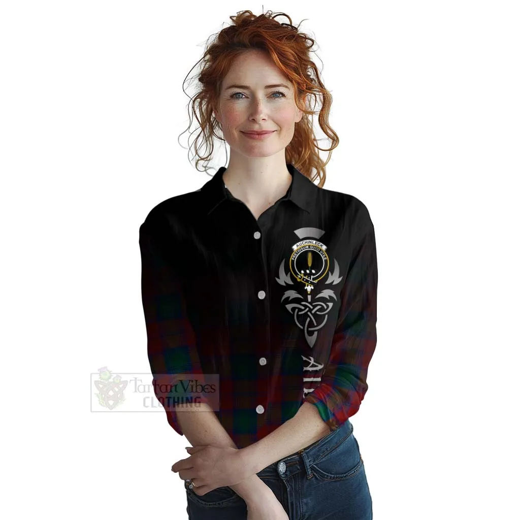 Auchinleck (Affleck) Tartan Women's Casual Shirt Featuring Alba Gu Brath Family Crest Celtic Inspired