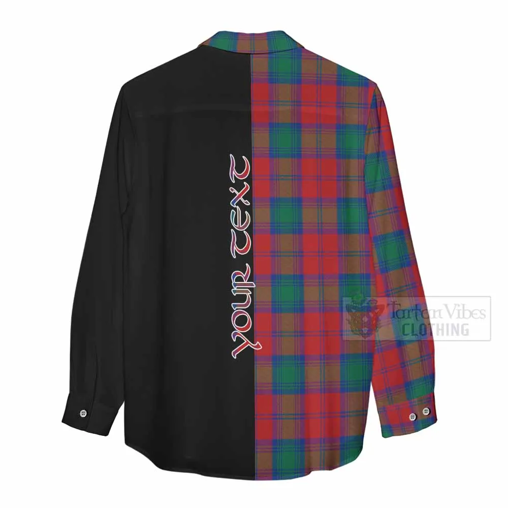 Auchinleck (Affleck) Tartan Women's Casual Shirt with Family Crest and Half Of Me Style