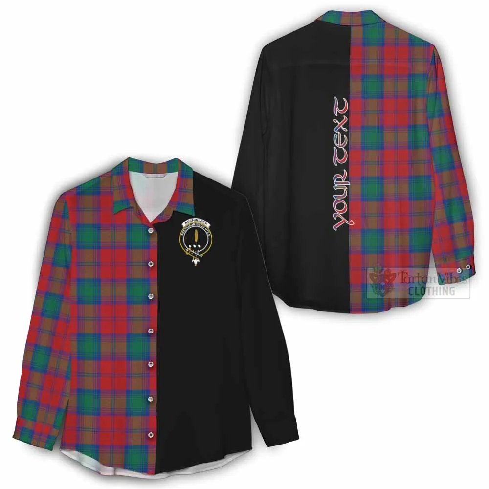 Auchinleck (Affleck) Tartan Women's Casual Shirt with Family Crest and Half Of Me Style