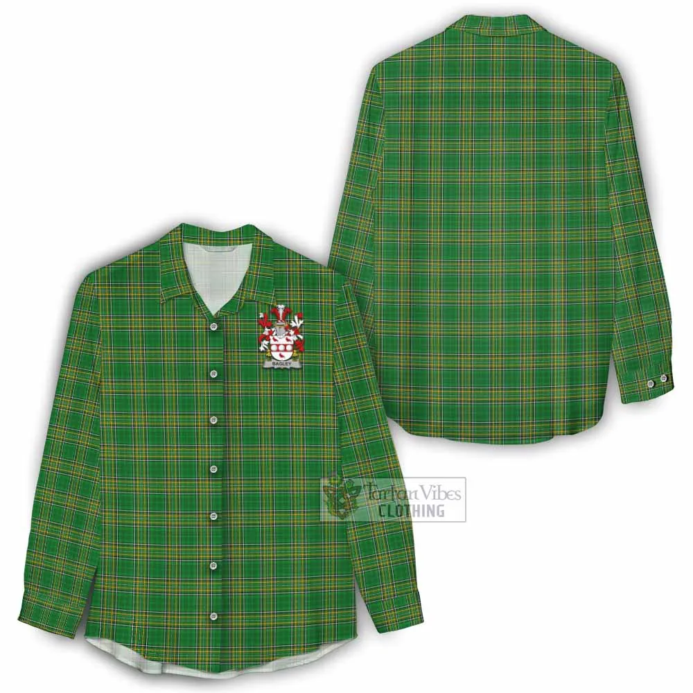 Bagley Irish Clan Tartan Women's Casual Shirt with Coat of Arms