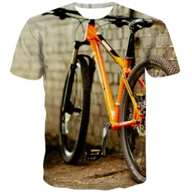 Bicycle T-shirt Men Metal T shirts Funny City Tshirts Casual Psychedelic T-shirts Graphic