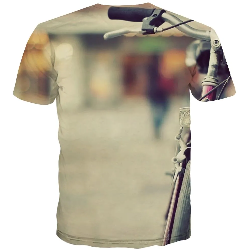 Bicycle T-shirt Men Metal Tshirts Casual City T-shirts Graphic Psychedelic T-shirts 3d