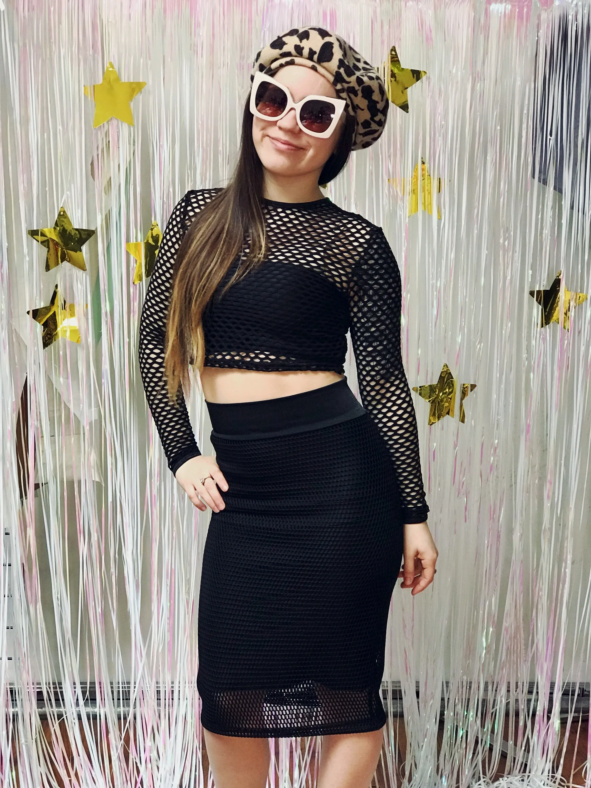 Black Mesh Pencil Skirt (XXLarge)