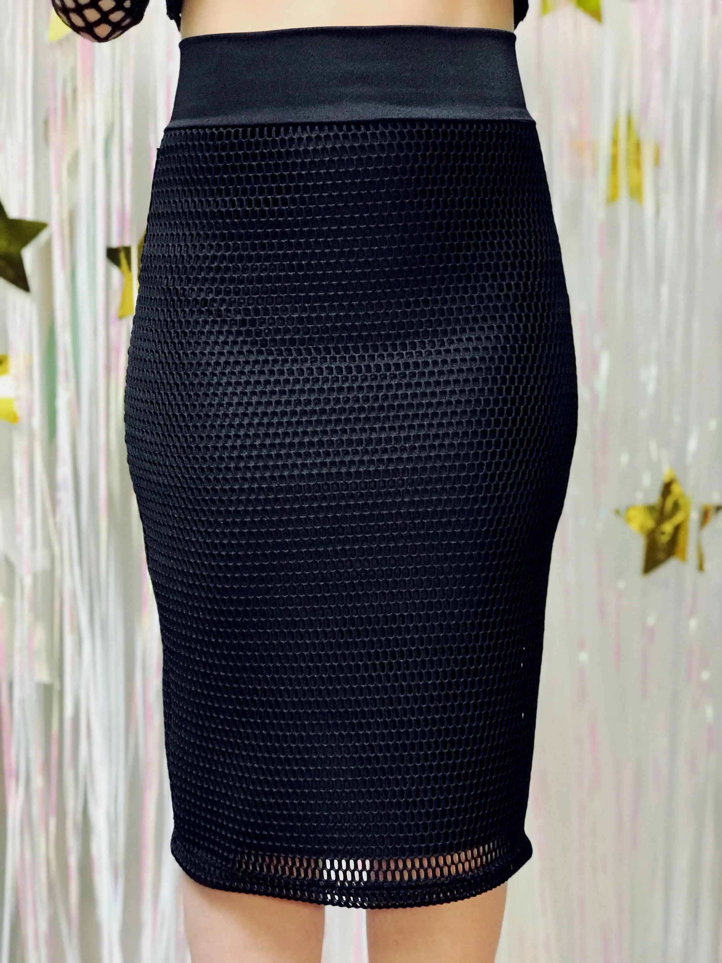 Black Mesh Pencil Skirt (XXLarge)