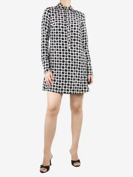 Black printed mini shirt dress - size UK 10