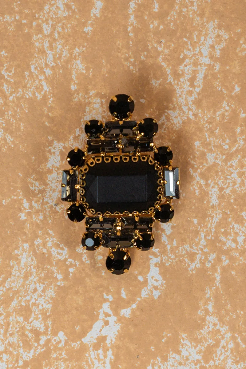 Black Stone Mother Of Pearl Brooch