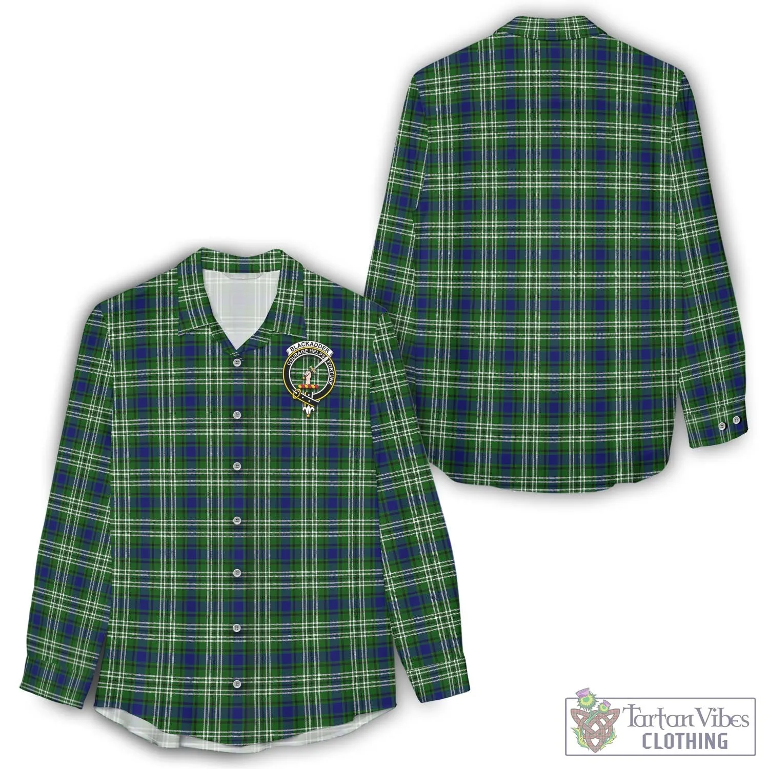 Blackadder Tartan Women's Casual Shirt with Family Crest