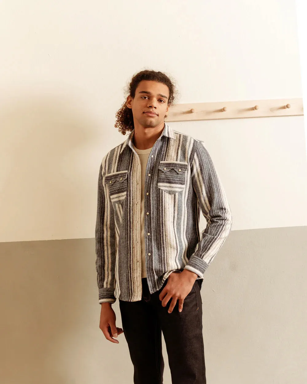 Blanket Flannel in Leon Springs Stripe Pearl Snap Shirt