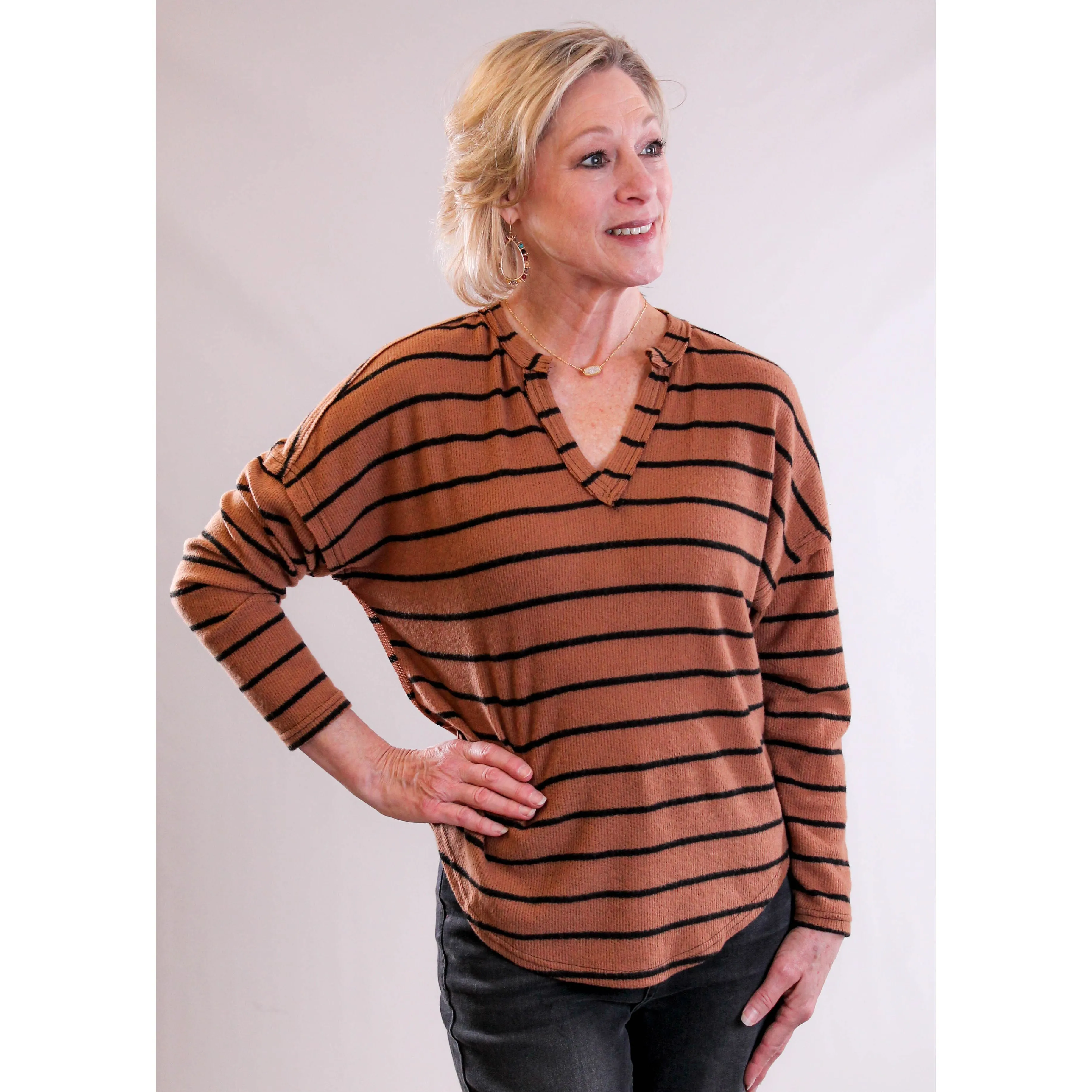 Blu Pepper Long Sleeve Top with Stripes