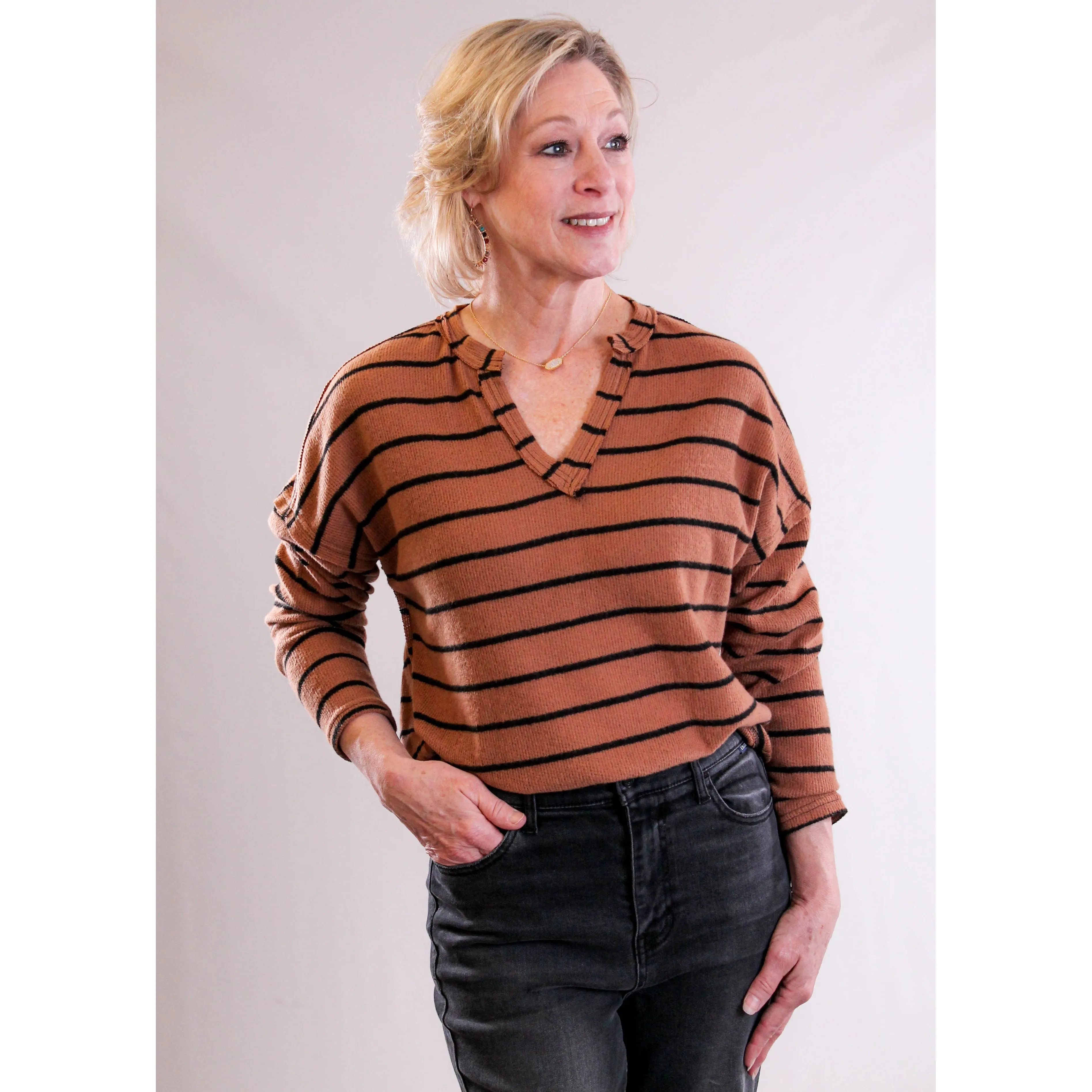 Blu Pepper Long Sleeve Top with Stripes