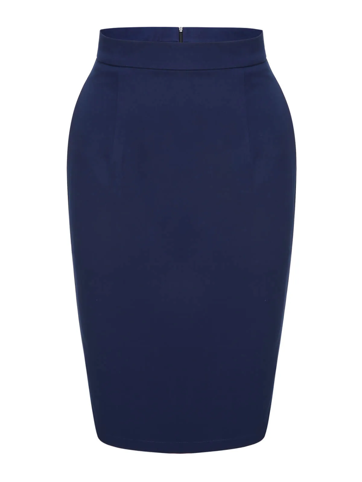 Blue 1960s Solid Back Split Pencil Skirt