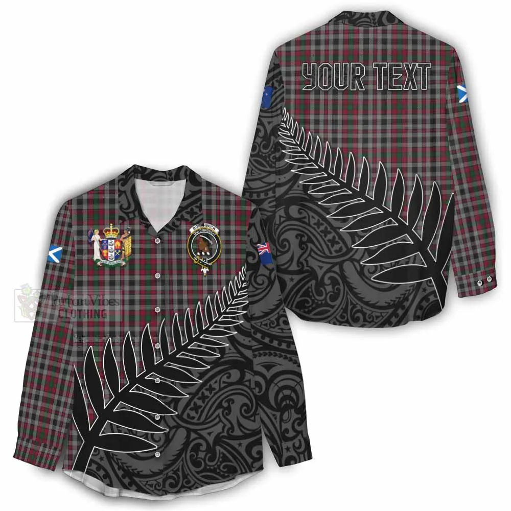 Borthwick Crest Tartan Women's Casual Shirt with New Zealand Silver Fern Half Style