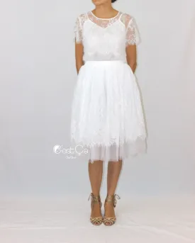 Brigitte Bridal Lace Tulle Skirt - Midi