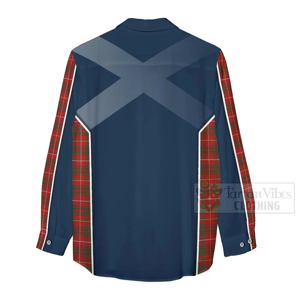 Bruce Tartan Women's Casual Shirt with Family Crest and Scottish Thistle Vibes Sport Style