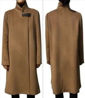 Buckle Cashmere & Wool Blend Coat in Camel