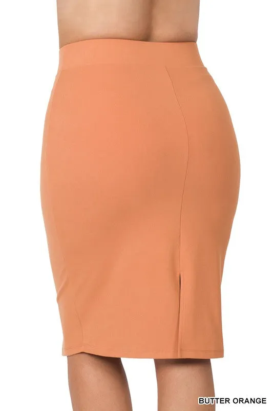 Butter Orange Midi Pencil Skirt