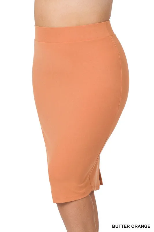 Butter Orange Midi Pencil Skirt