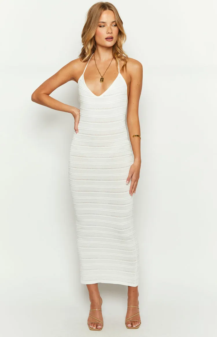 Casie White Knit Maxi Dress