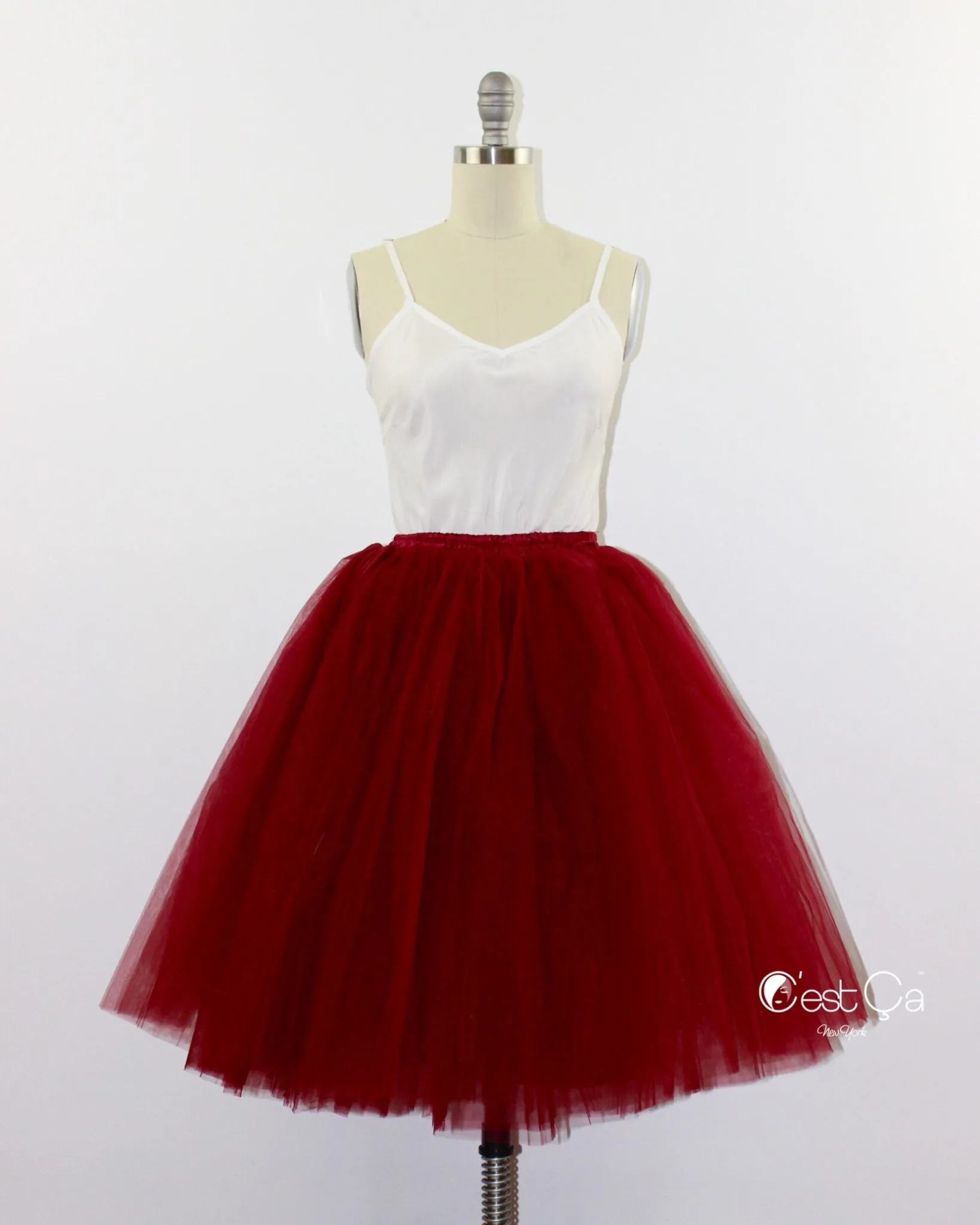 Clarisa Burgundy Tulle Skirt - Midi