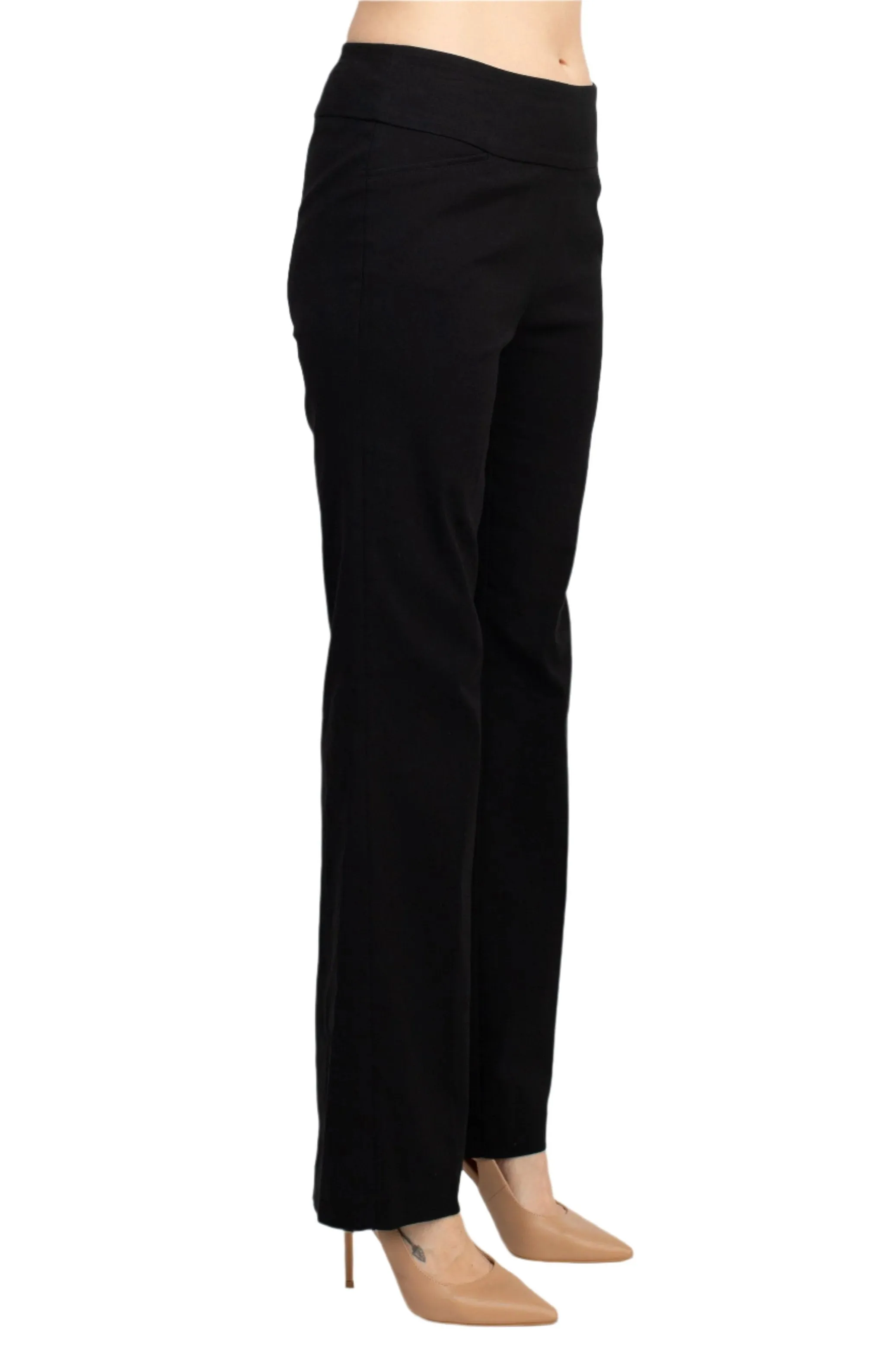 Counterparts Mid Waist Banded Waist Solid Straight Rayon Pant