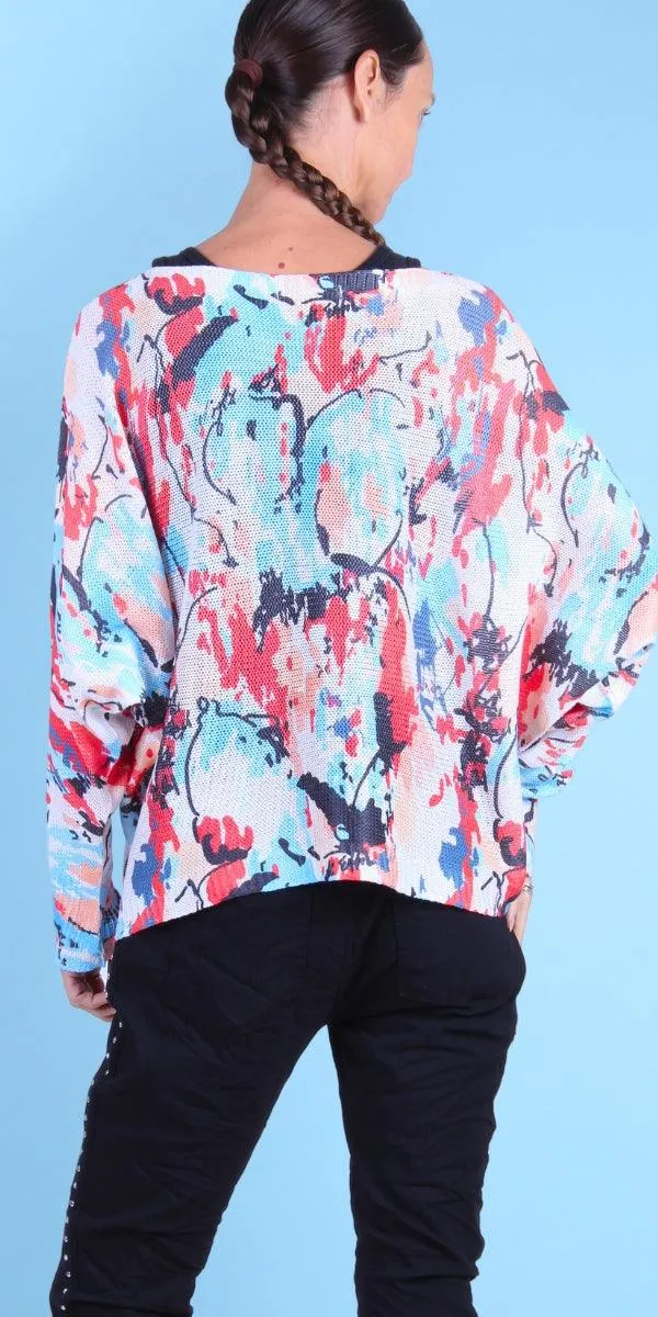 Daria Batwing Sweater with Paint Splash Print