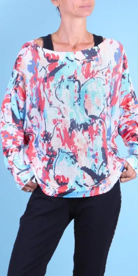 Daria Batwing Sweater with Paint Splash Print