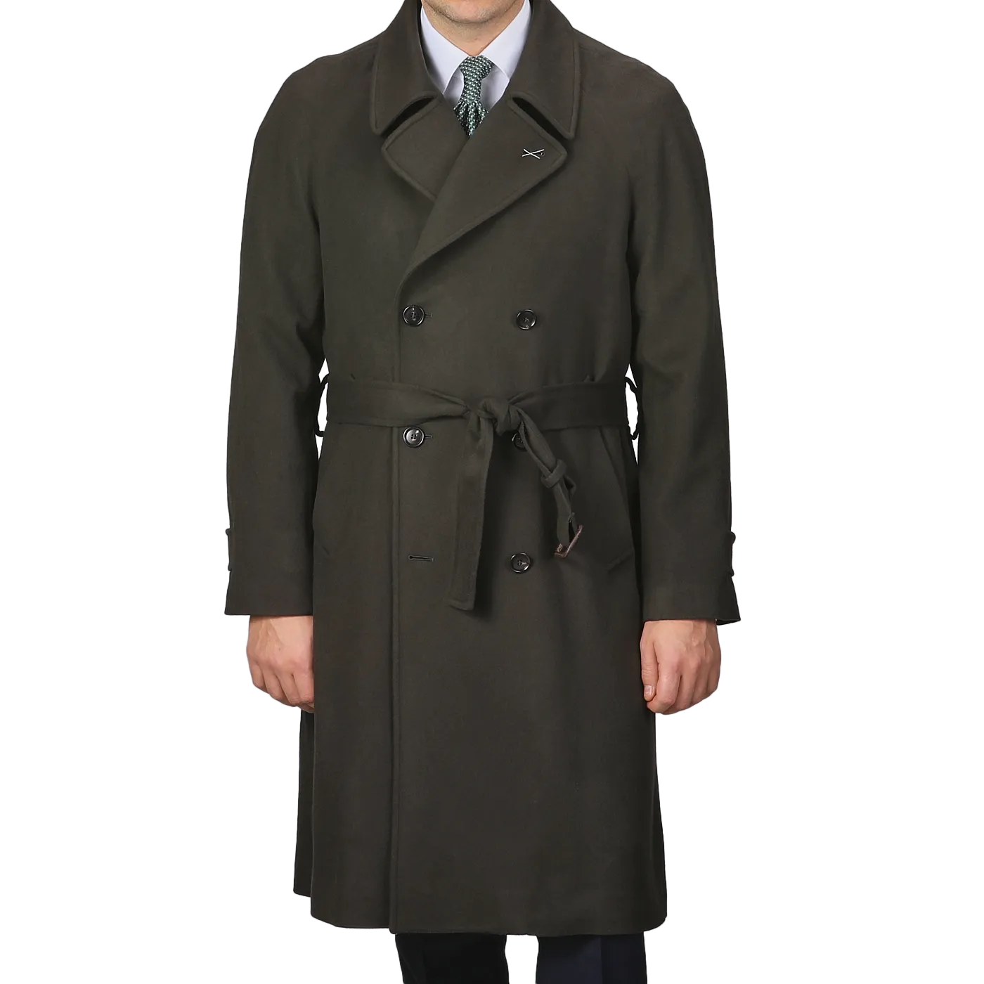 Dark Green Wool Cashmere DB Raglan Coat