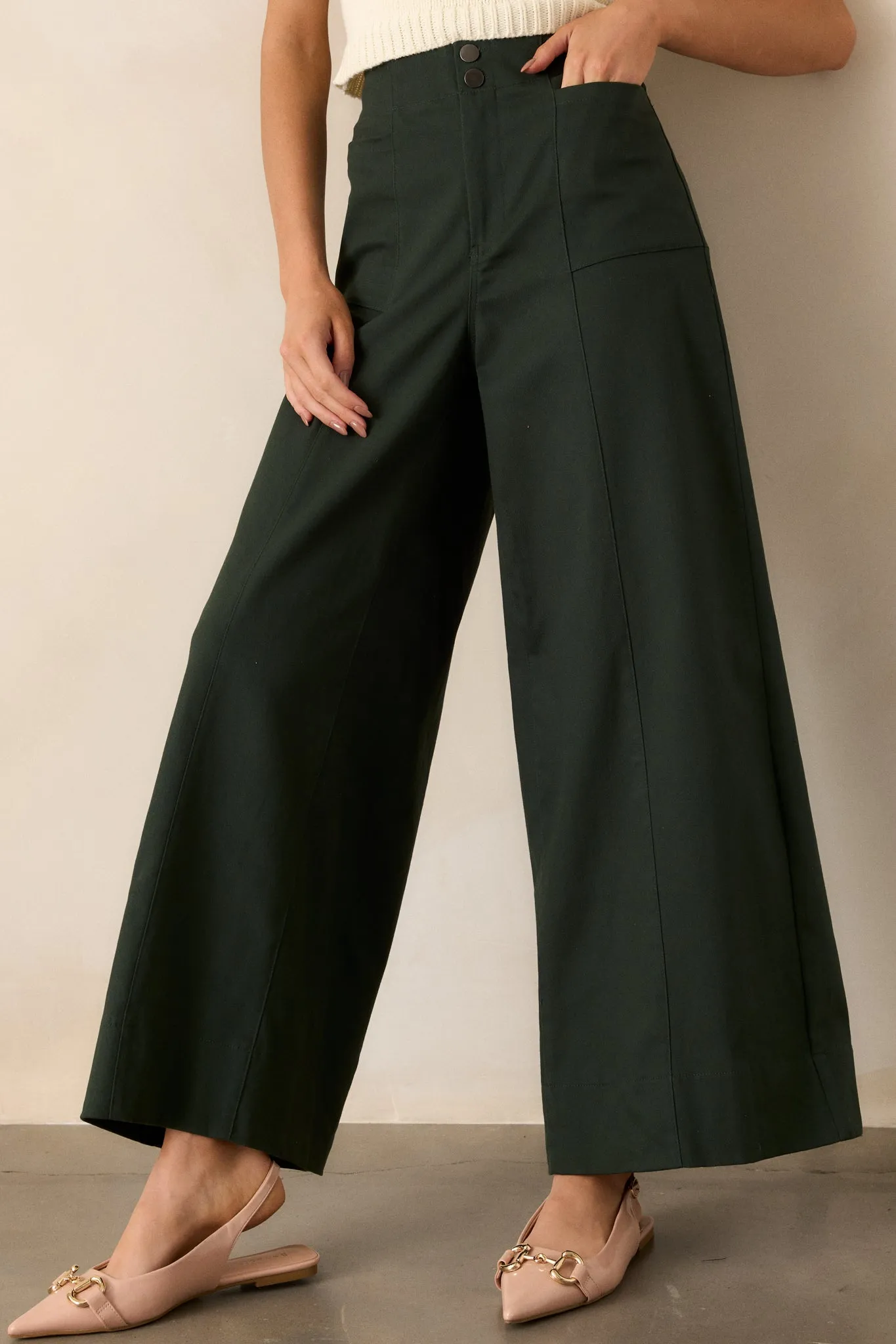 Daylight Glimmer Forest Green Wide Leg Pants