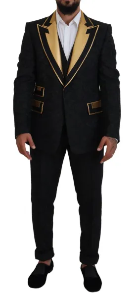 Dolce & Gabbana Black Gold Fantasy Tuxedo Slim Fit Suit