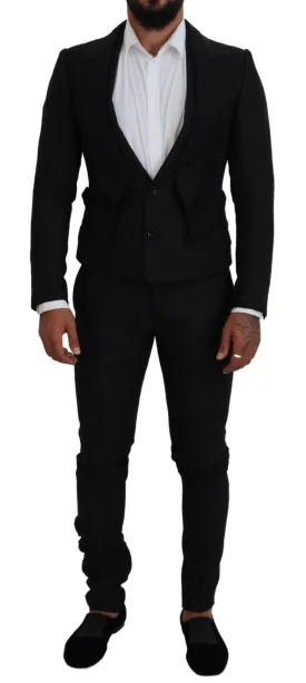 Dolce & Gabbana Black Polyester Men 2 Piece MARTINI Suit