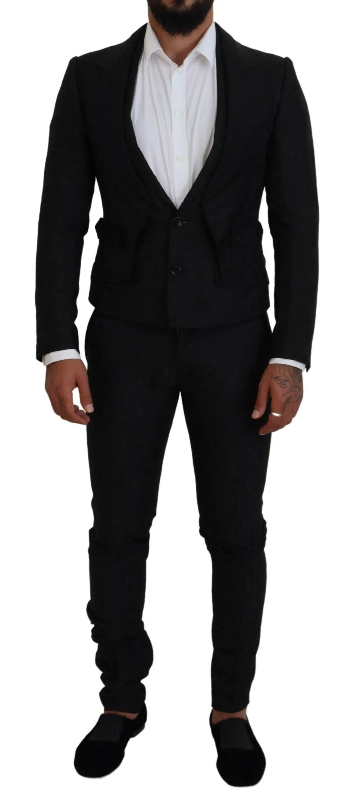 Dolce & Gabbana Black Polyester Men 2 Piece MARTINI Suit