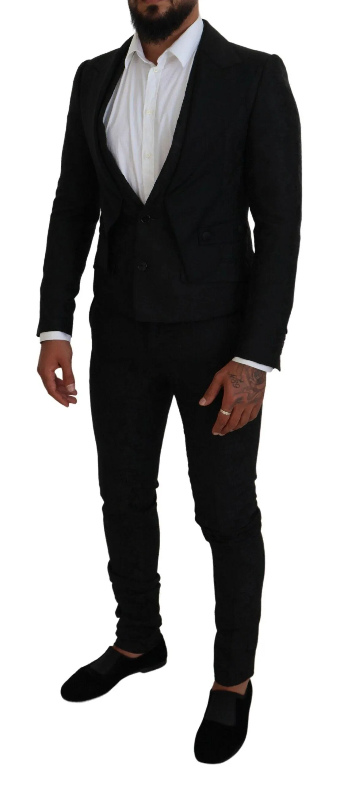 Dolce & Gabbana Black Polyester Men 2 Piece MARTINI Suit