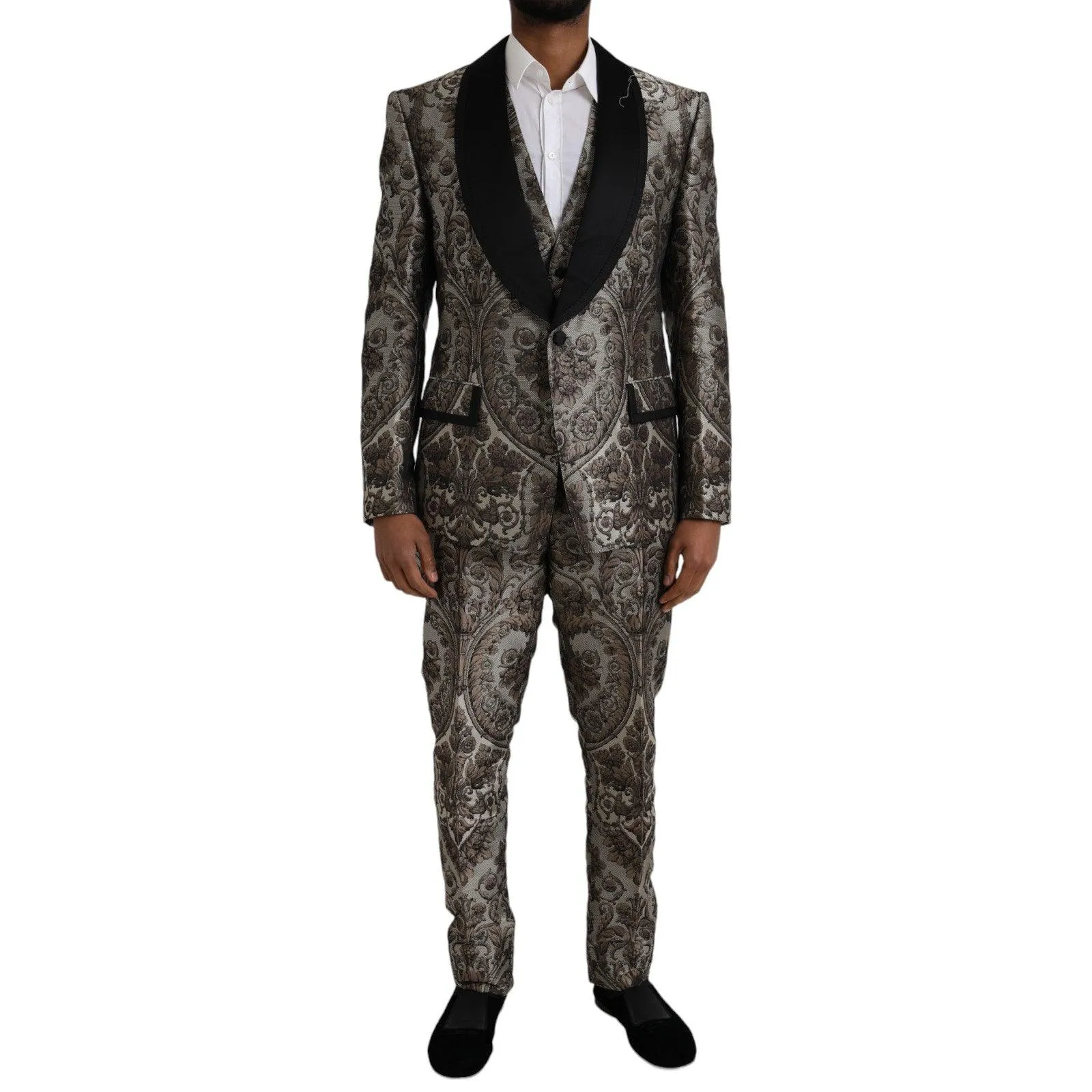 Dolce & Gabbana Formal 3 Piece Suit In Floral Jacquard