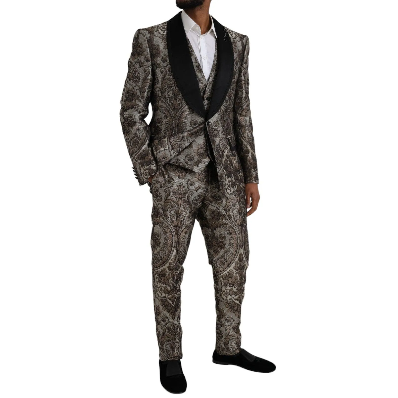 Dolce & Gabbana Formal 3 Piece Suit In Floral Jacquard